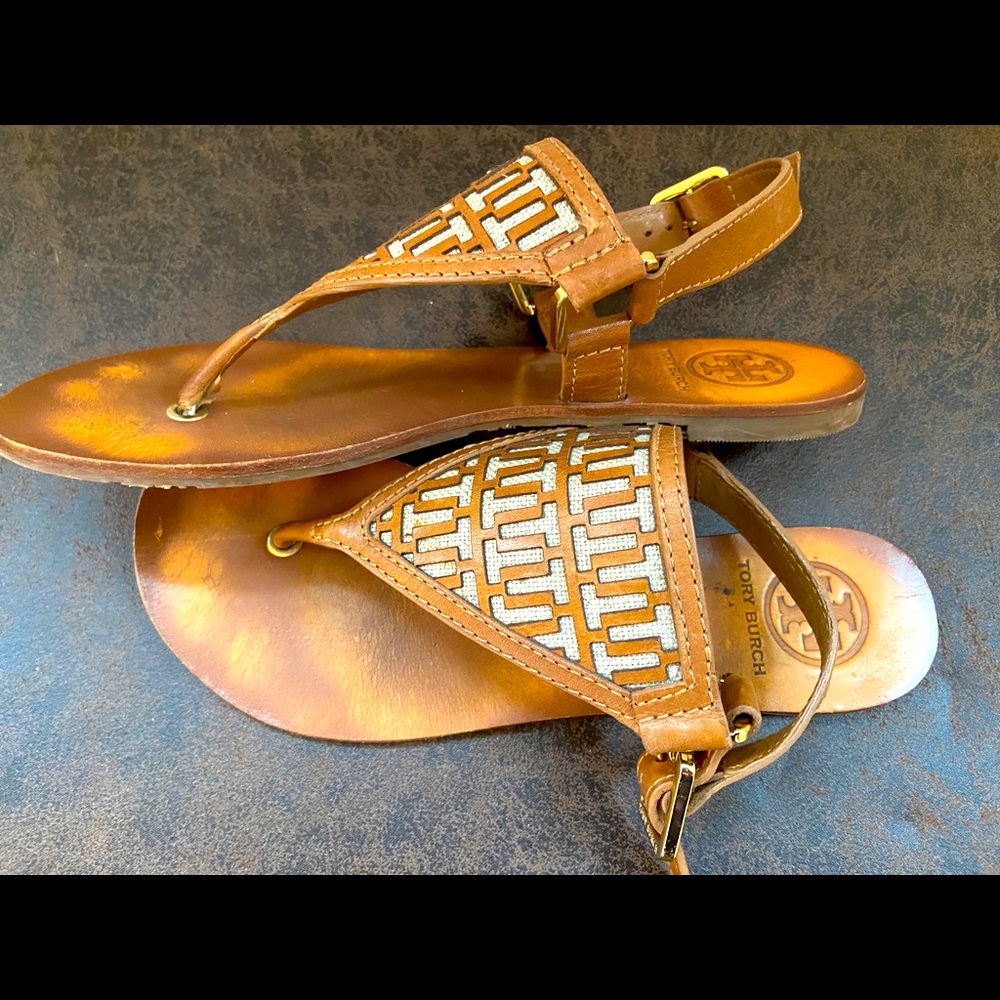 Tory Burch camel leather sandals